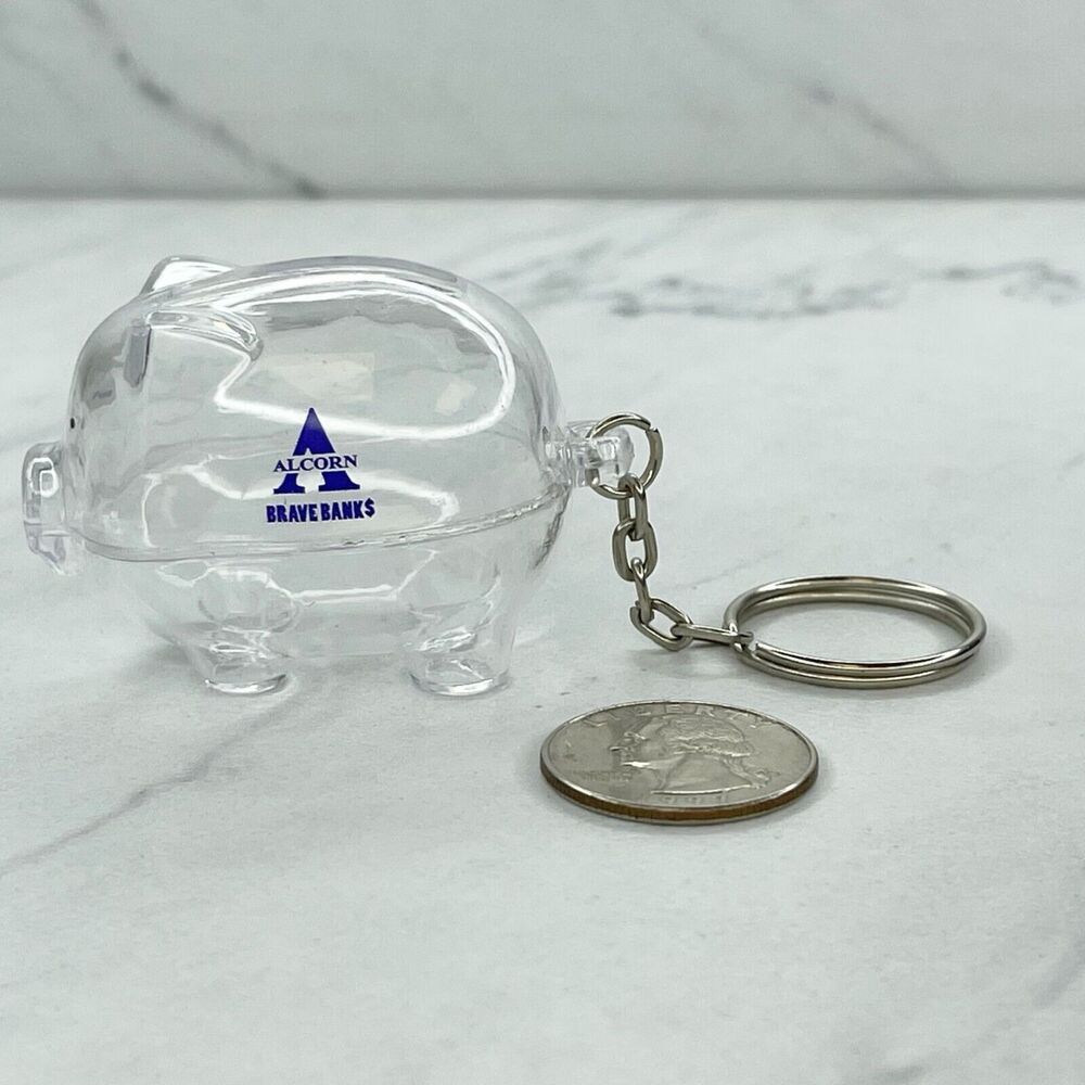 Alcorn Brave Banks Clear Piggy Bank Keychain Keyring